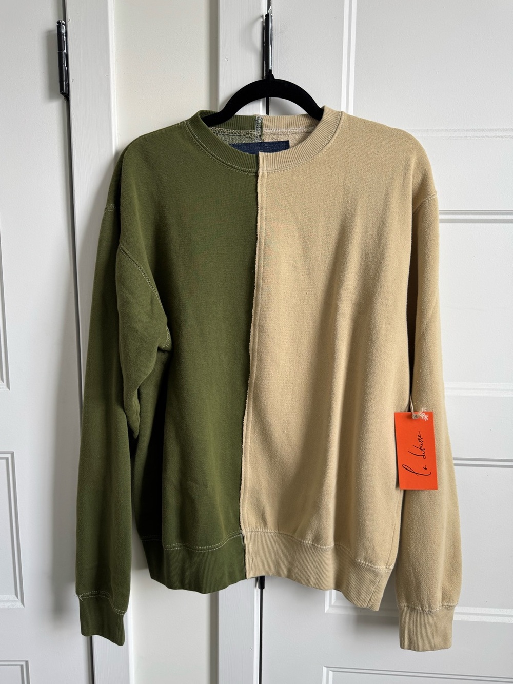 NWT La Detresse The Lovers Gemini Colorblock Two-Tone Long Sleeve Sweatshirt